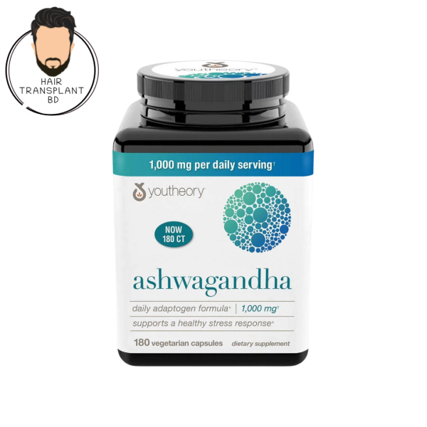 Youtheory Ashwagandha 1000mg 180 Capsules Hair Transplant BD