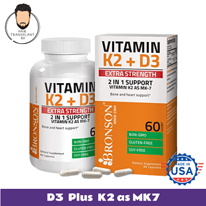 Bronson Vitamin K2 (MK7) with D3 Extra Strength Supplement Bone Health Non-GMO Formula 10,000 IU Vitamin D3 & 120 mcg Vitamin K2 MK-7 Easy to Swallow Vitamin D & K, 60 Capsules