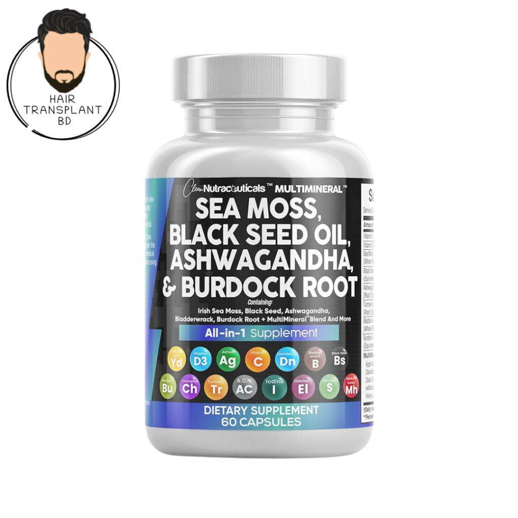 Clean Nutraceuticals Sea Moss, Black Seed Oil, Ashwagandha & Burdock Root